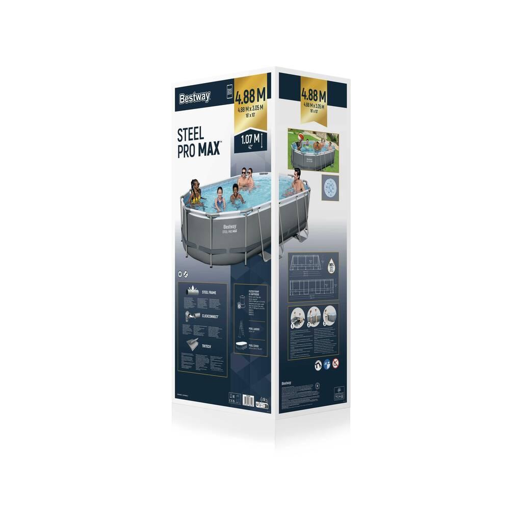 Bestway – Power Steel piscina desmontable ovalada (488 × 305 × 107 cm)