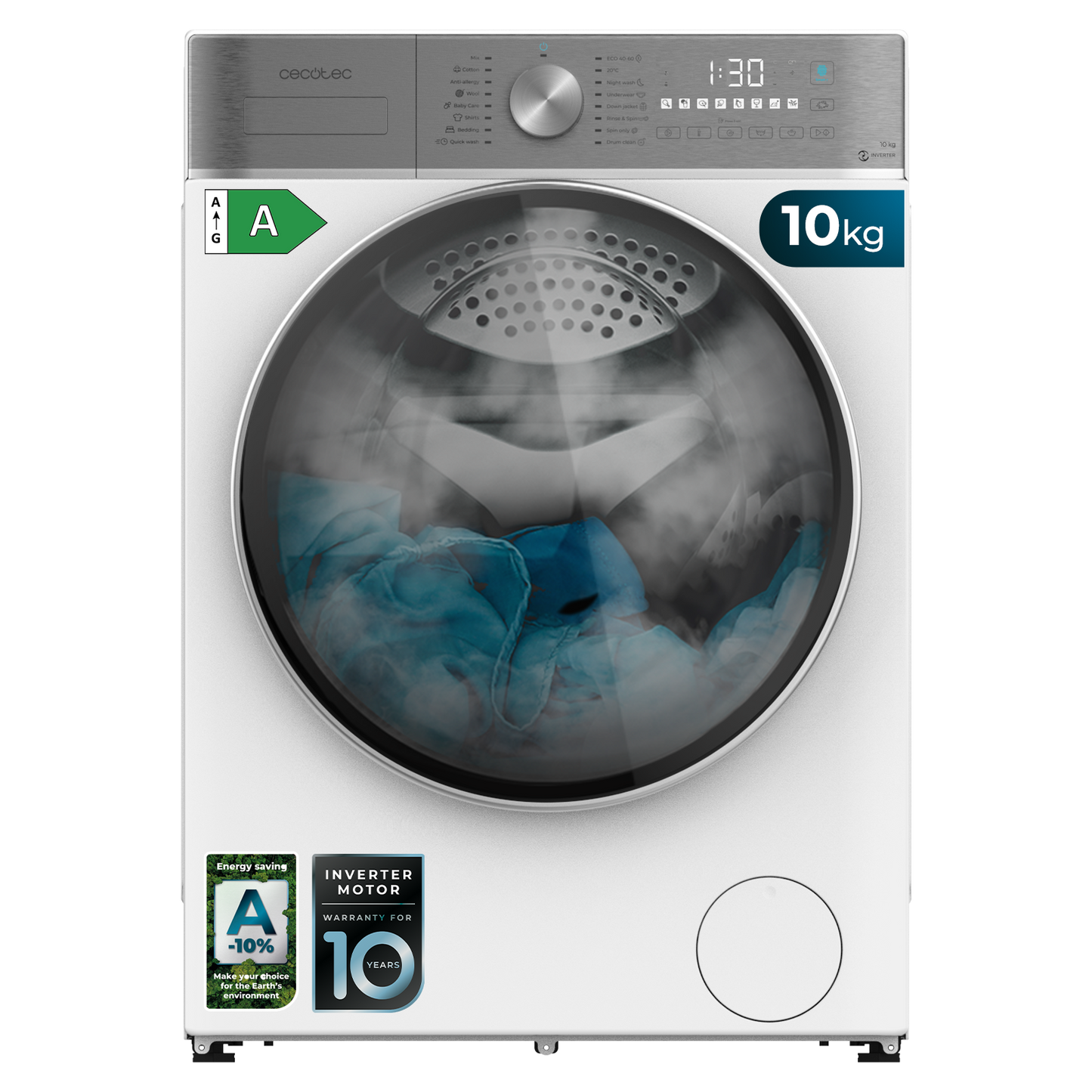 Cecotec Lavadora Bolero DressCode 10800 Inverter A 10 kg Capacidad Clase A Ahorro del 10 por ciento
