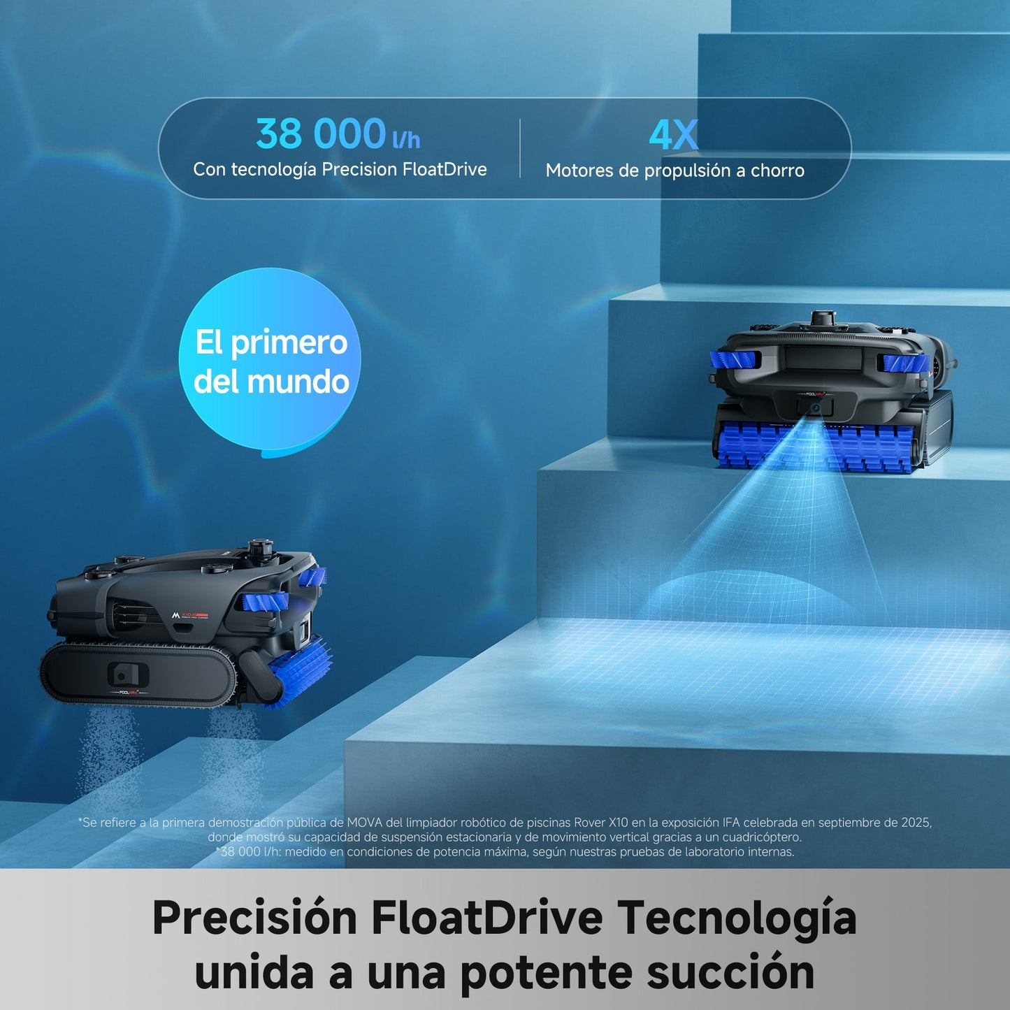 Mova - Rover X10 Robot Limpiafondos de piscina de batería sin cable