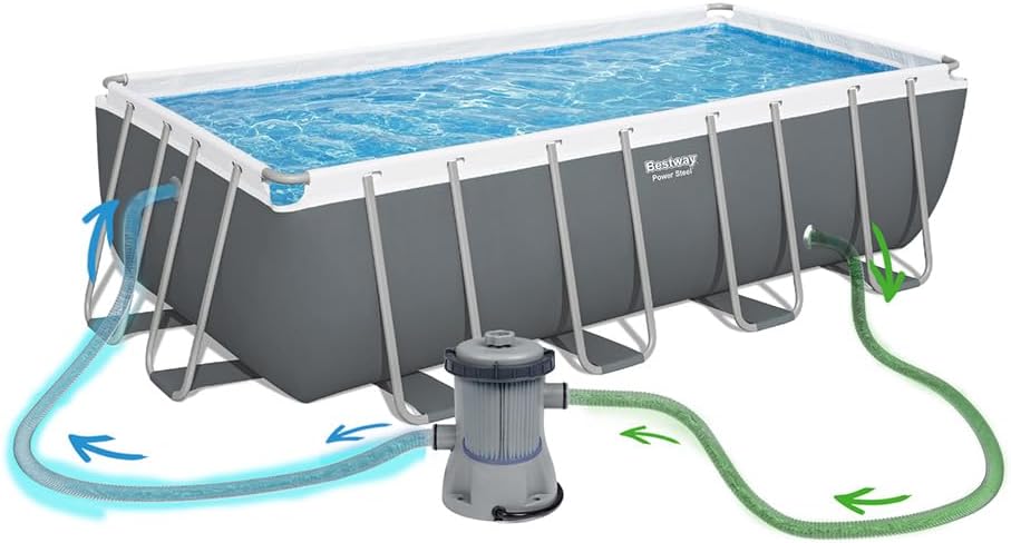 Bestway – Power Steel piscina desmontable rectangular (282 × 196 × 84 cm)