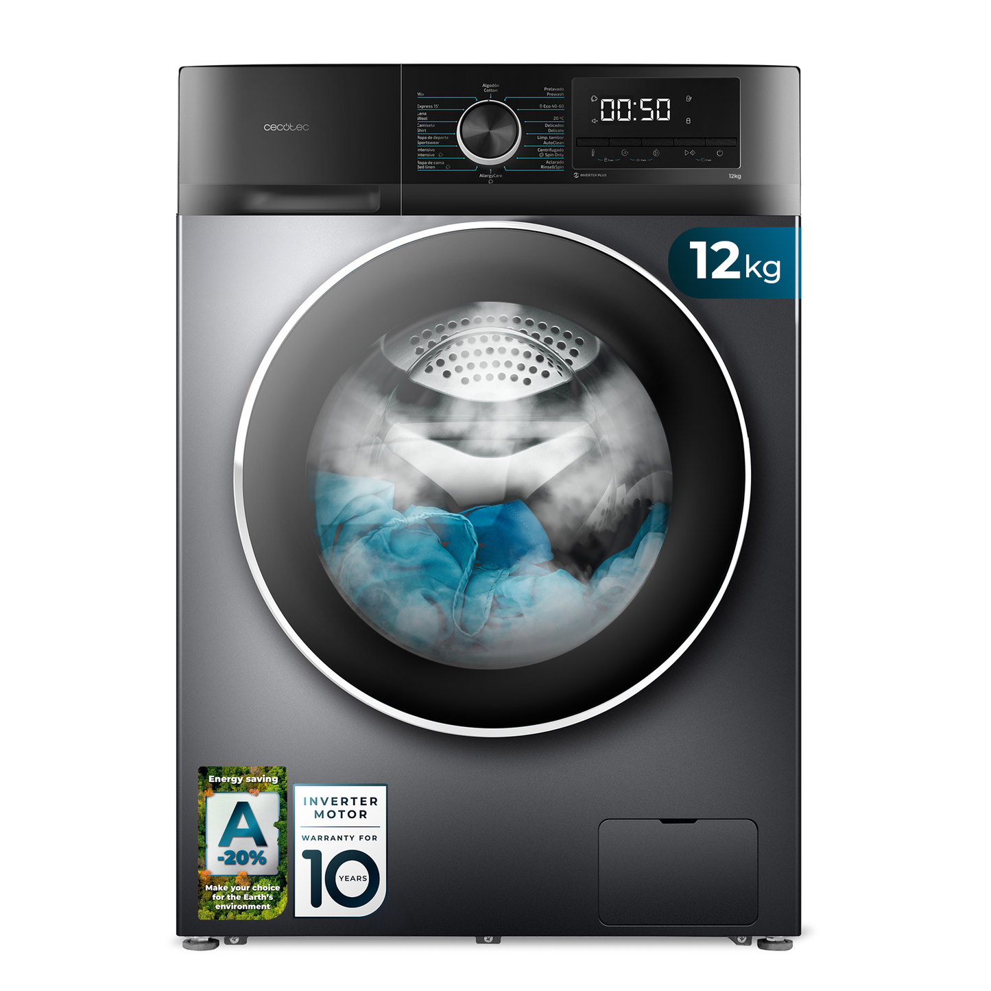 Cecotec Lavadora Bolero DressCode 12500 Inverter 12 kg