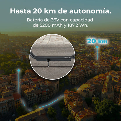 Cecotec Bongo D20E Connected Patinete Eléctrico 250 W (500 W Máx), Autonomía 20 Km