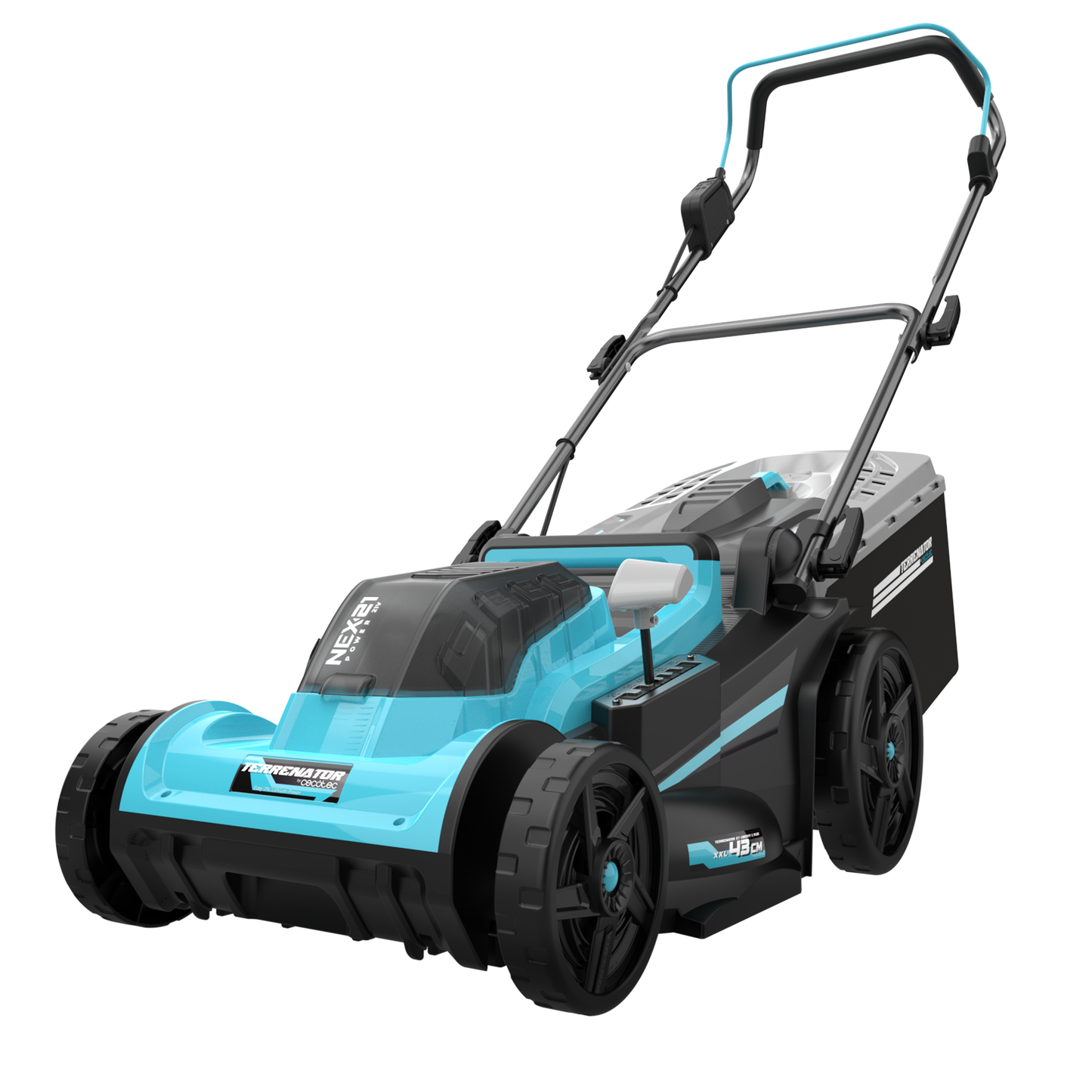Cecotec Cortacésped de Batería Terrenator E7 Liberty Z Plus con Motor Brushless y 2 Baterías NEX21 4Ah