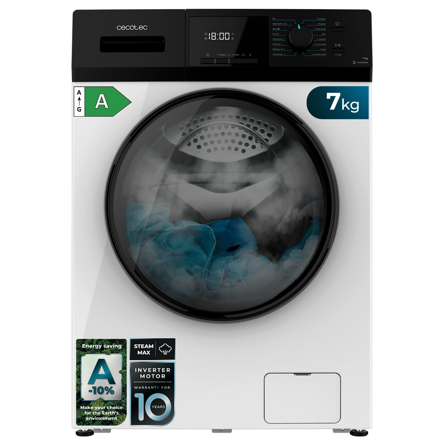 Cecotec Bolero Dresscode 7411 Inverter Lavadora 7 kg 1200 rpm 16 Programas Eficiencia Energética A