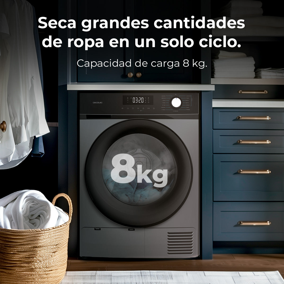Cecotec Bolero Dresscode Dry 8330 Steel Secadora De Ropa Con Bomba De Calor 8 Kg