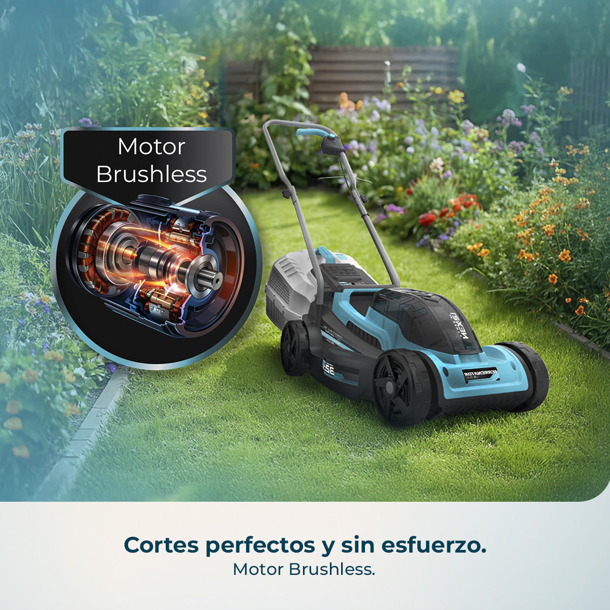Cecotec Cortacésped de Batería Terrenator E1 Liberty con Motor Brushless y Ancho de Corte de 32 cm