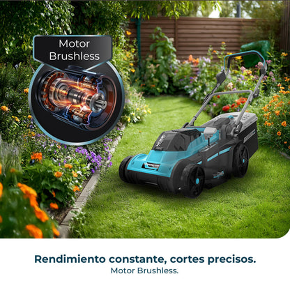 Cecotec Cortacésped de Batería Terrenator E7 Liberty Z Plus con Motor Brushless y 2 Baterías NEX21 4Ah