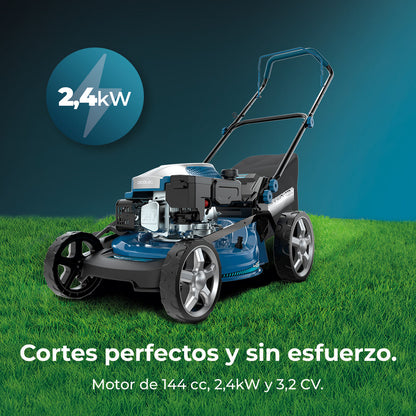 Cecotec Cortacésped de Gasolina Terrenator 3200 46 Z Total Motor 144 cc 2.4 kW 3.2 CV Altura Ztech