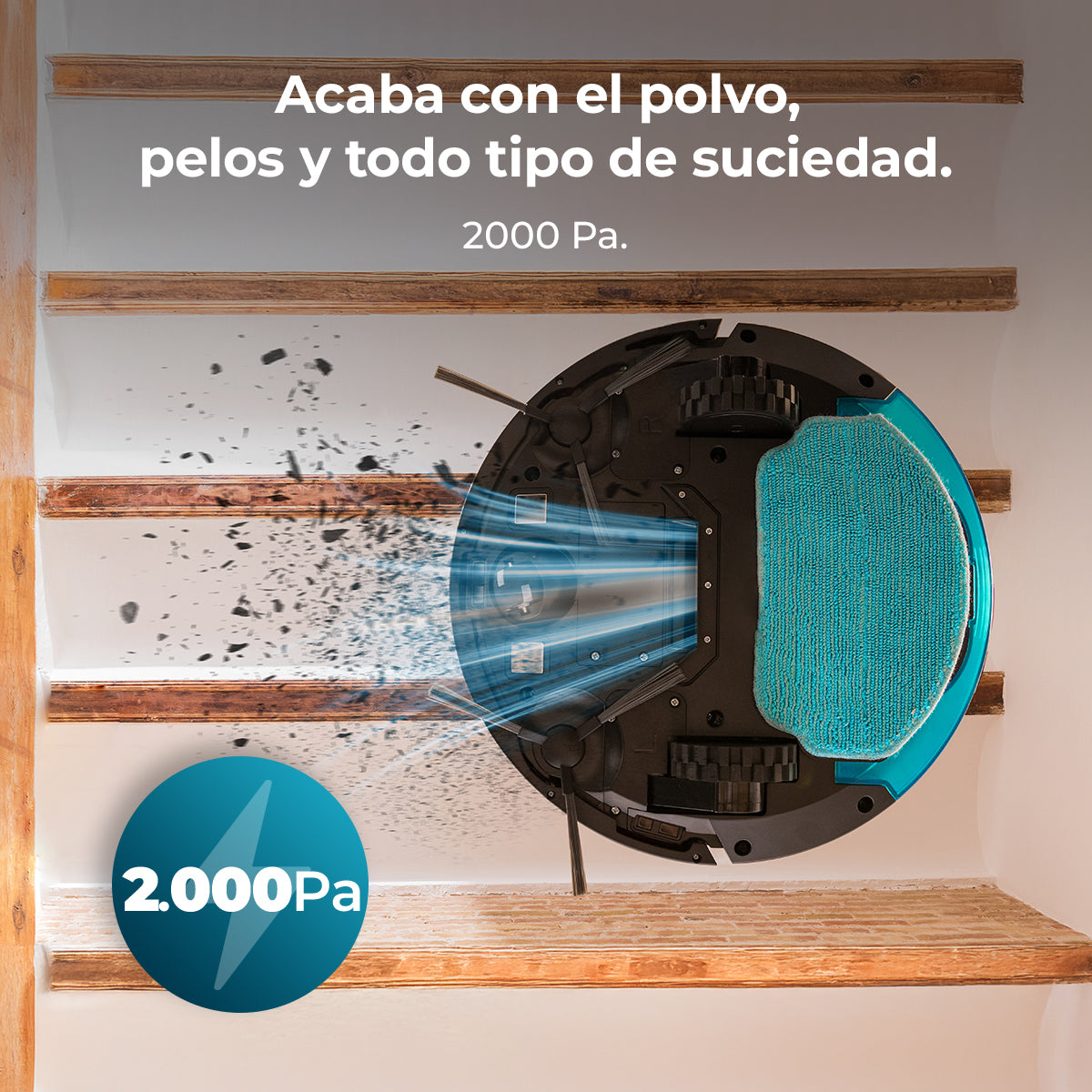 Cecotec Conga M10 Aqua Robot Aspirador 3000 Pa Navegación Giroscópica Hasta 150 Metros Cuadrados Batería 2000 mAh Mopa