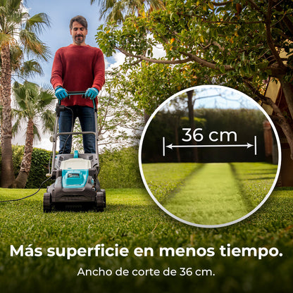 Cecotec Cortacésped Eléctrico Terrenator 360 Flex Z 1500 W Sistema Z Tech Altura Centralizada