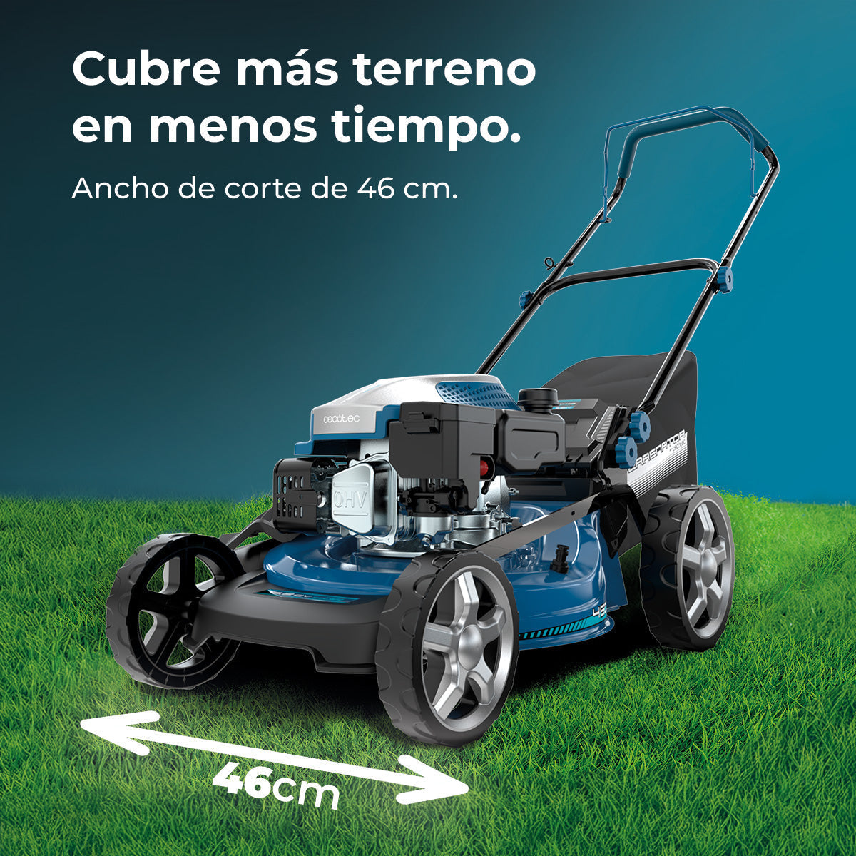 Cecotec Cortacésped de Gasolina Terrenator 3200 46 Z Total Motor 144 cc 2.4 kW 3.2 CV Altura Ztech