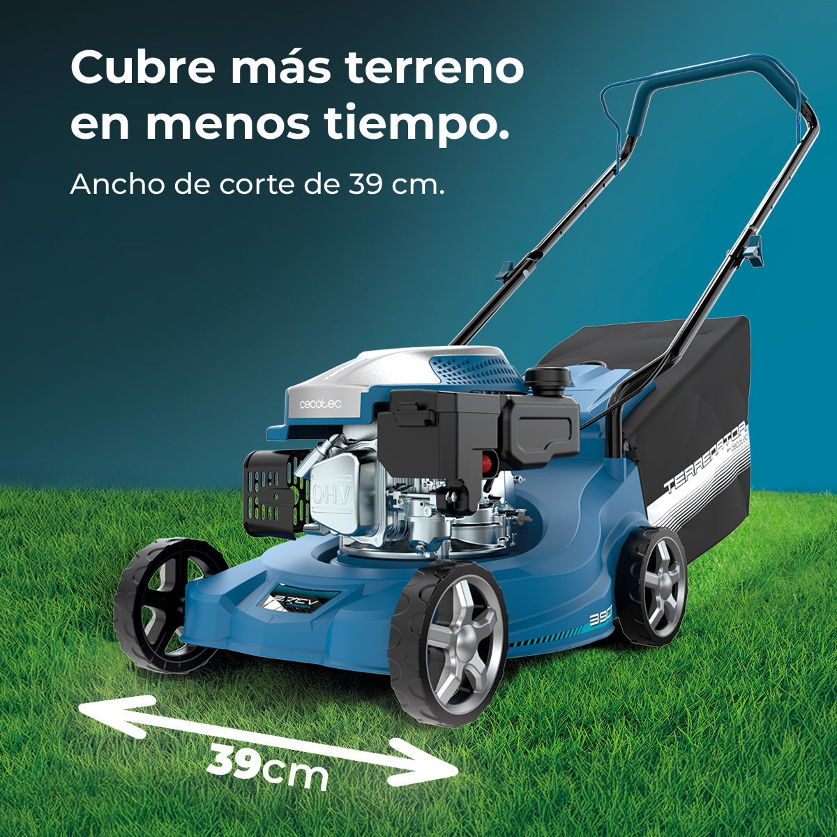 Cecotec Terrenator 2700.39 Cortacésped de Gasolina 127cc 2.1 kW 2 en 1 Recoger Césped