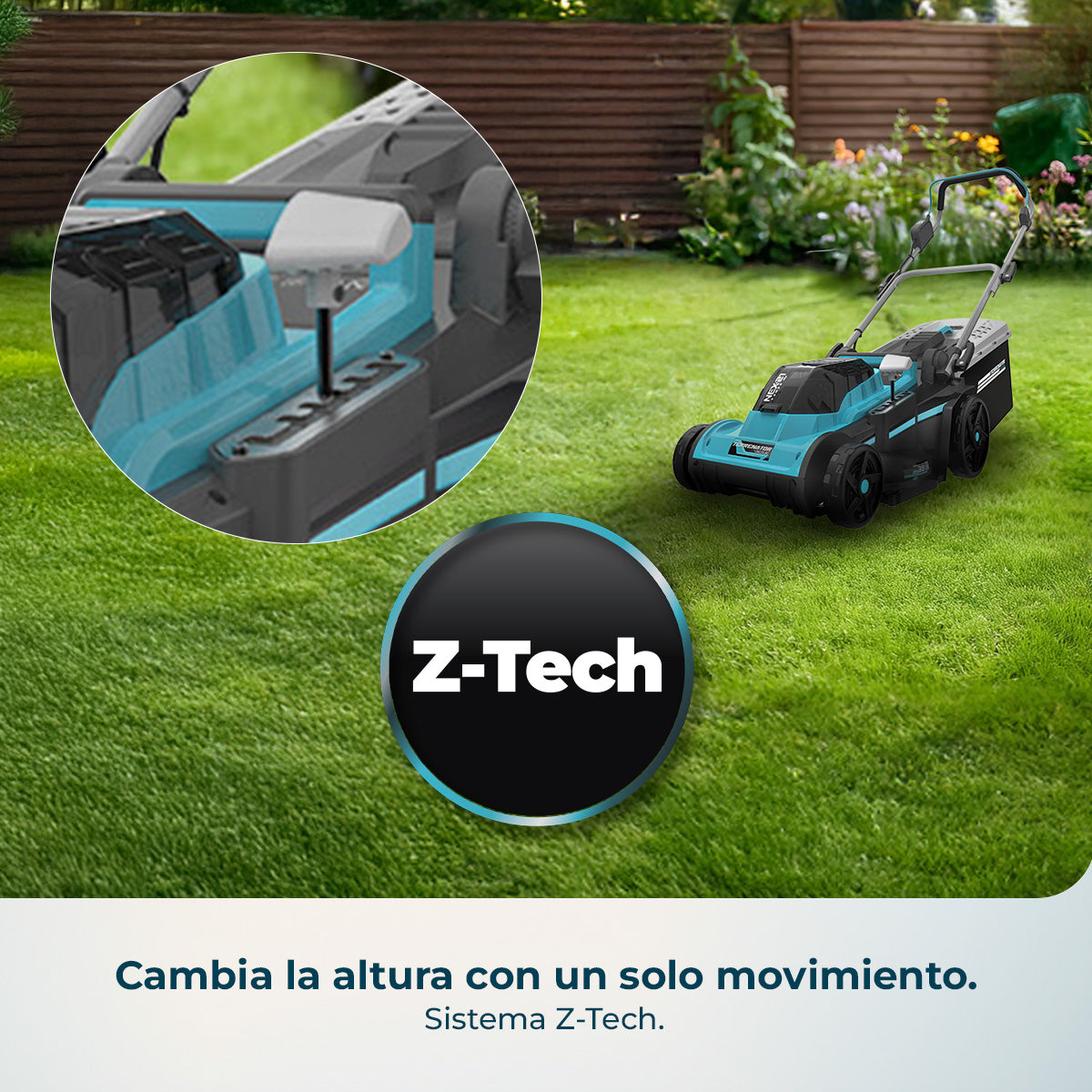 Cecotec Cortacésped de Batería Terrenator E7 Liberty Z Plus con Motor Brushless y 2 Baterías NEX21 4Ah
