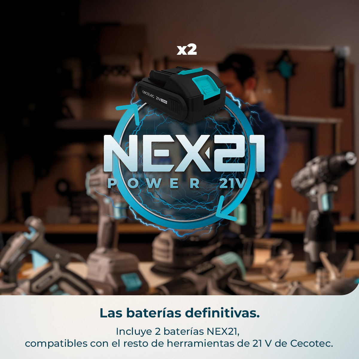 Cecotec Cortacésped de Batería Terrenator E7 Liberty Z Plus con Motor Brushless y 2 Baterías NEX21 4Ah