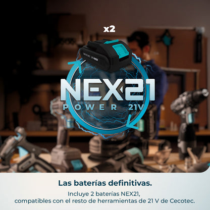 Cecotec Cortacésped de Batería Terrenator E7 Liberty Z Plus con Motor Brushless y 2 Baterías NEX21 4Ah