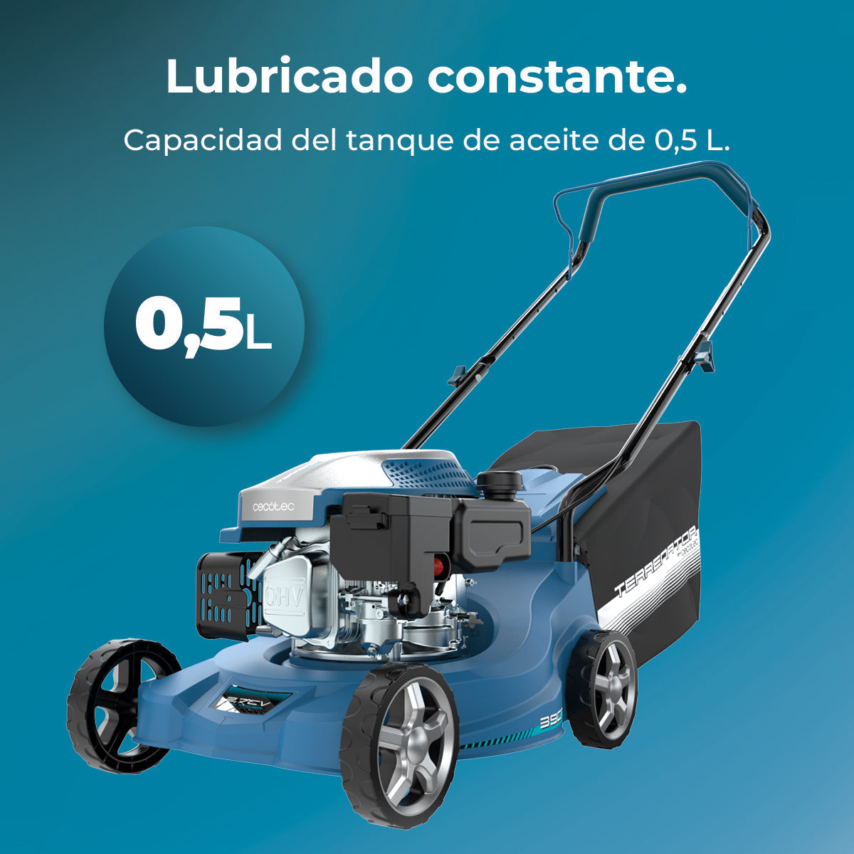 Cecotec Terrenator 2700.39 Cortacésped de Gasolina 127cc 2.1 kW 2 en 1 Recoger Césped