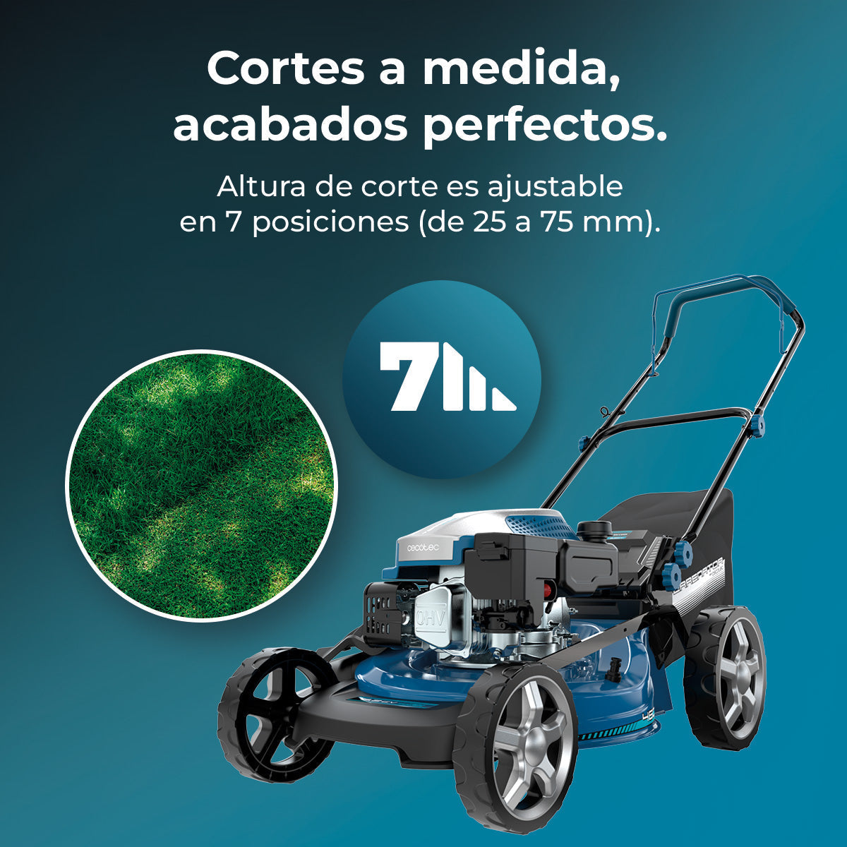 Cecotec Cortacésped de Gasolina Terrenator 3200 46 Z Total Motor 144 cc 2.4 kW 3.2 CV Altura Ztech
