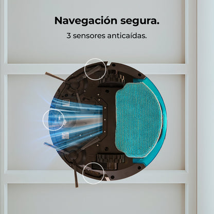 Cecotec Conga M10 Aqua Robot Aspirador 3000 Pa Navegación Giroscópica Hasta 150 Metros Cuadrados Batería 2000 mAh Mopa