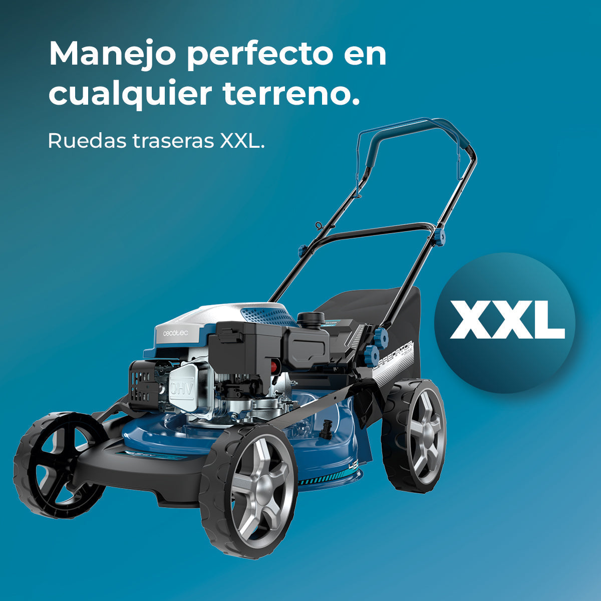 Cecotec Cortacésped de Gasolina Terrenator 3200 46 Z Total Motor 144 cc 2.4 kW 3.2 CV Altura Ztech