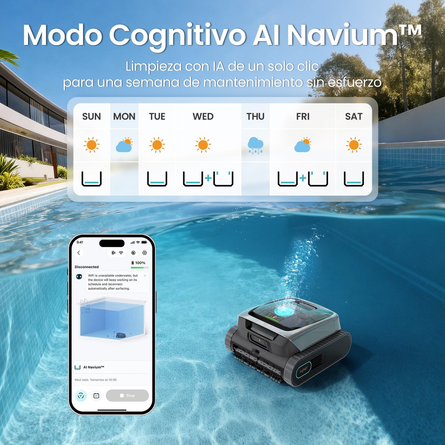 Aiper Scuba V3 Robot Limpiafondos de piscina de batería sin cable