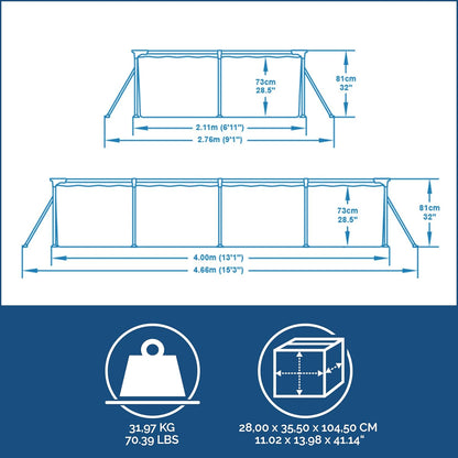 Bestway - Steel Pro piscina desmontable rectangular (400 x 211 x 81 cm)