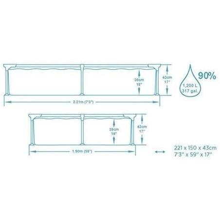 Bestway – Steel Pro piscina desmontable rectangular (221 × 150 × 43 cm)