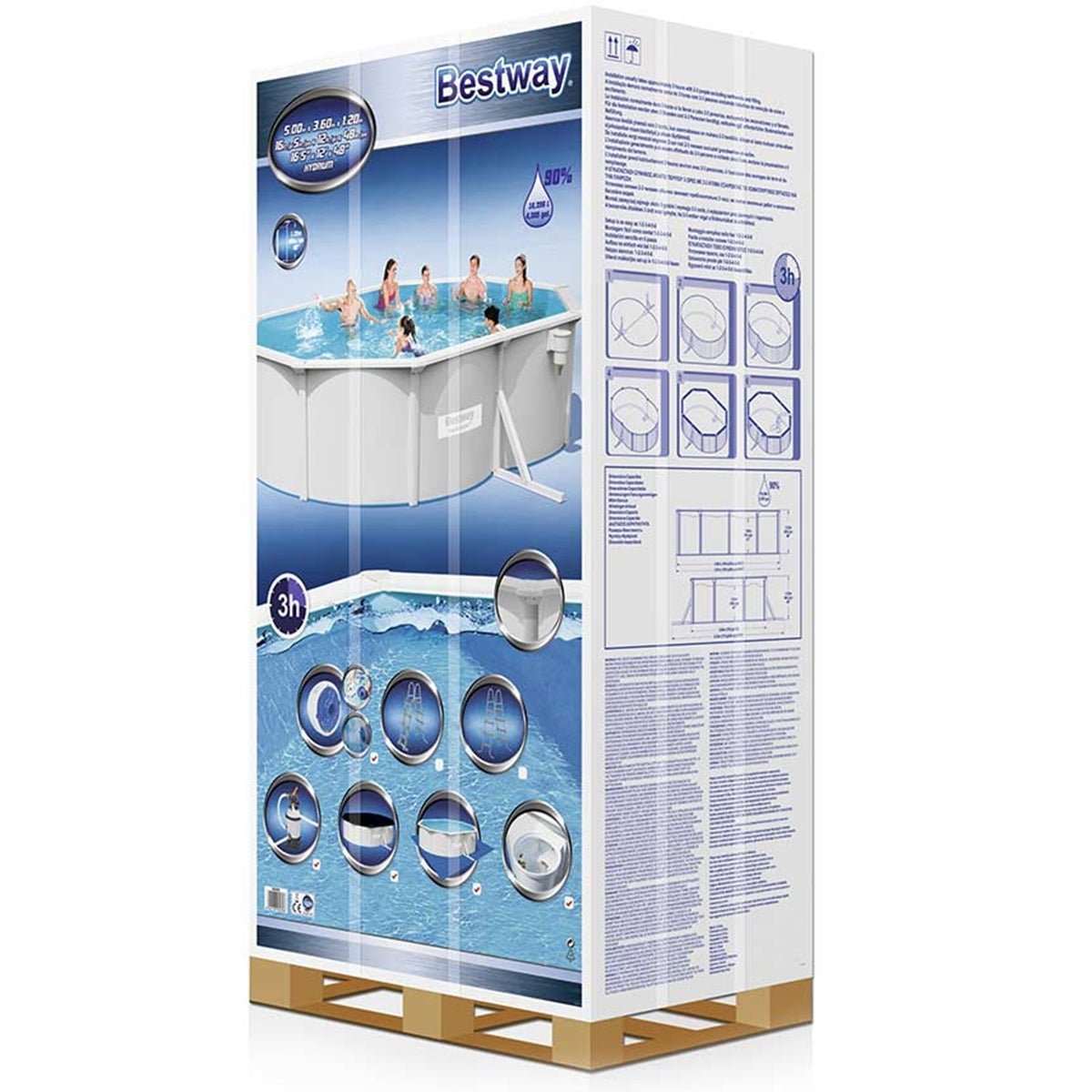 Bestway – Hydrium piscina ovalada elevada de acero (500 × 360 × 120 cm)