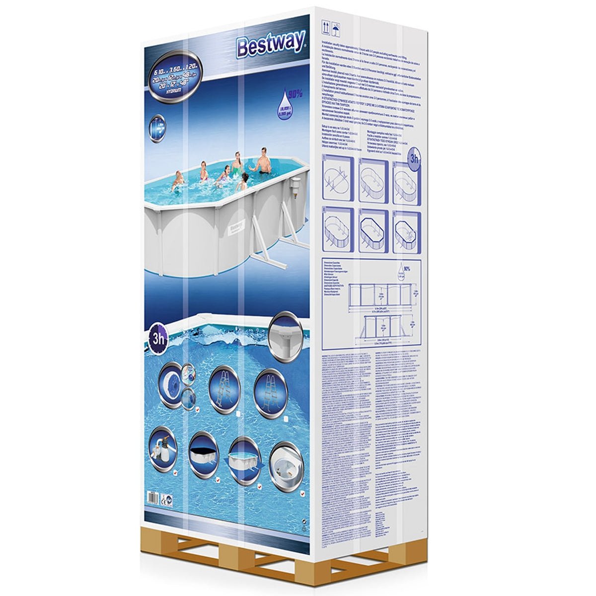 Bestway – Hydrium piscina ovalada elevada de acero (610 × 360 × 120 cm)