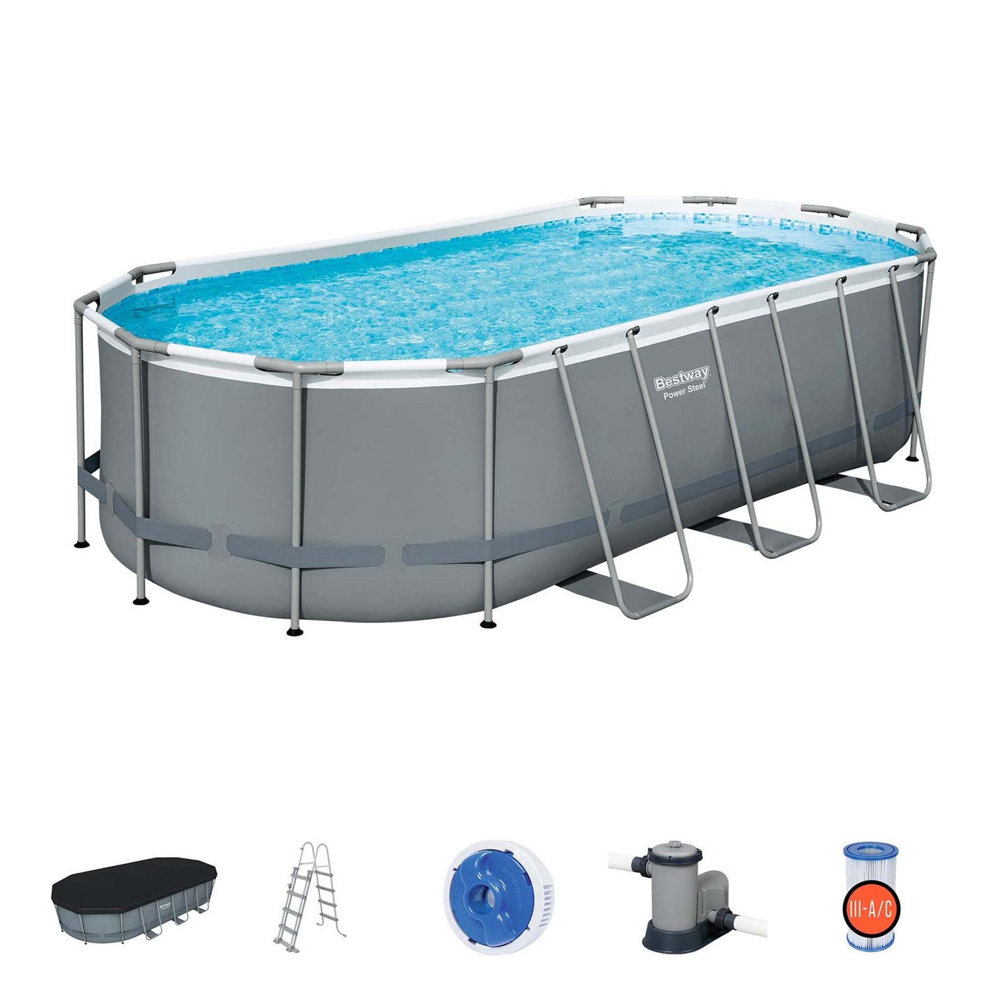 Bestway – Power Steel piscina desmontable ovalada (549 × 274 × 122 cm)