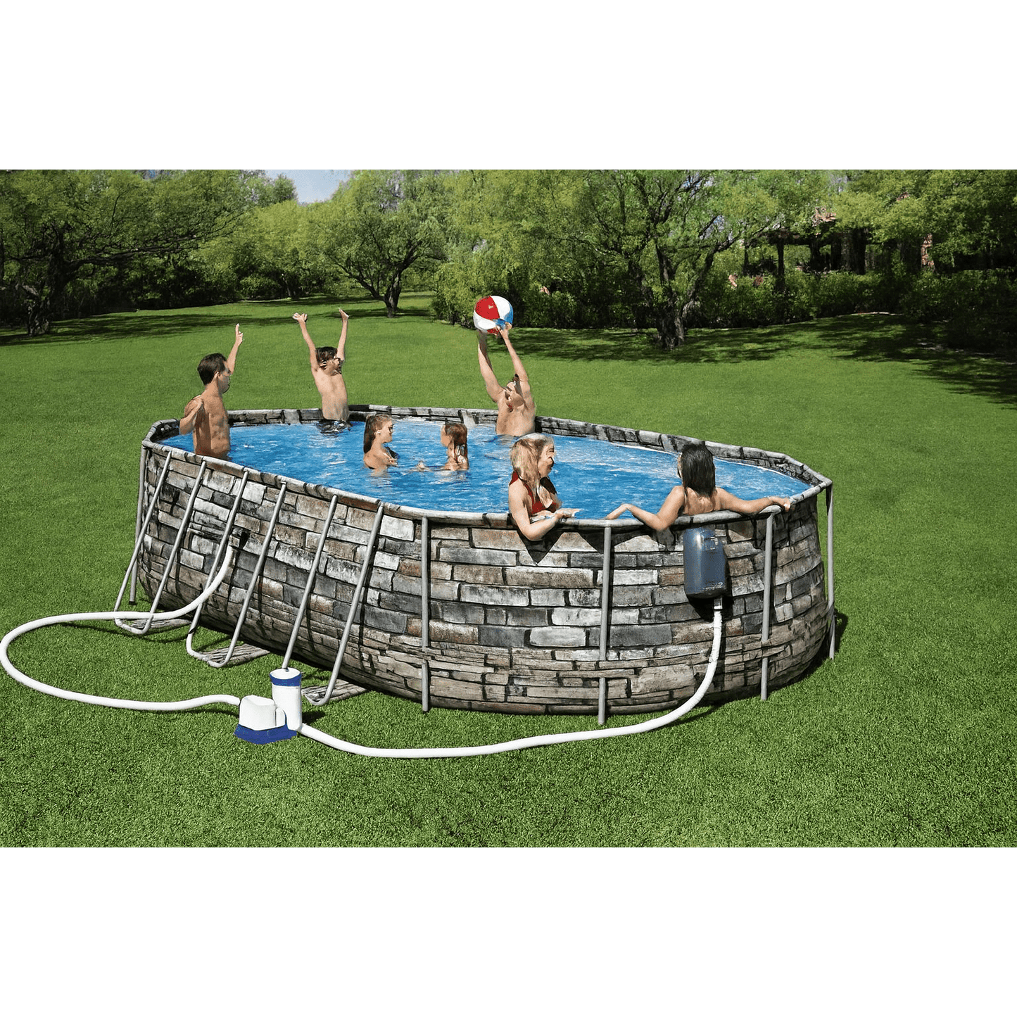Bestway – Power Steel piscina desmontable ovalada (610 × 366 × 122 cm)