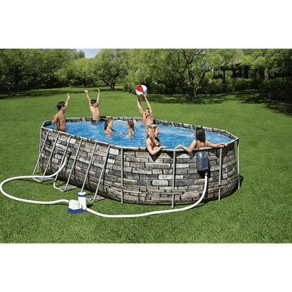 Bestway – Power Steel piscina desmontable ovalada (610 × 366 × 122 cm)