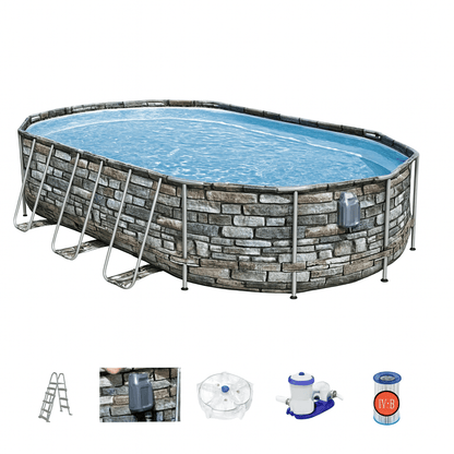 Bestway – Power Steel piscina desmontable ovalada (610 × 366 × 122 cm)
