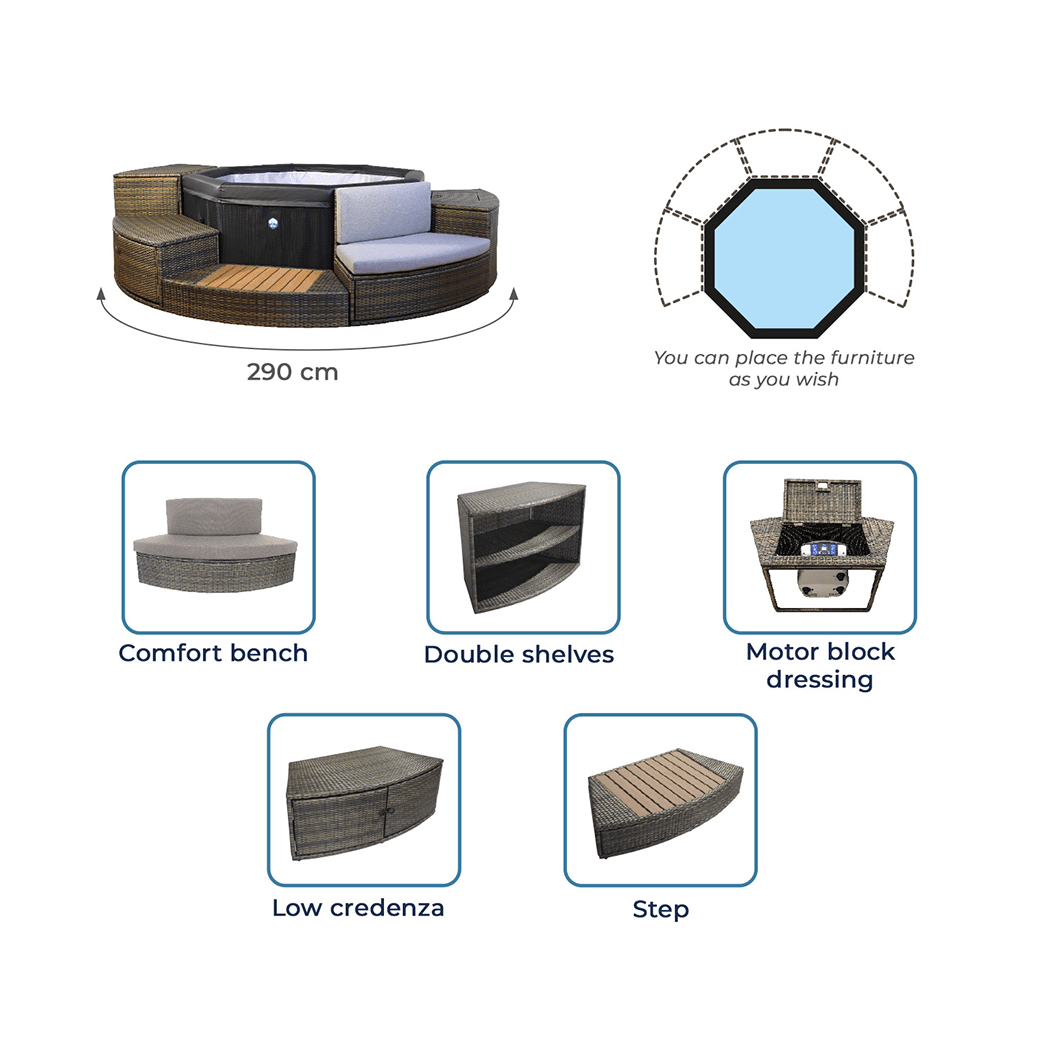 NetSpa - Spa hinchable Octopus + Mobiliario